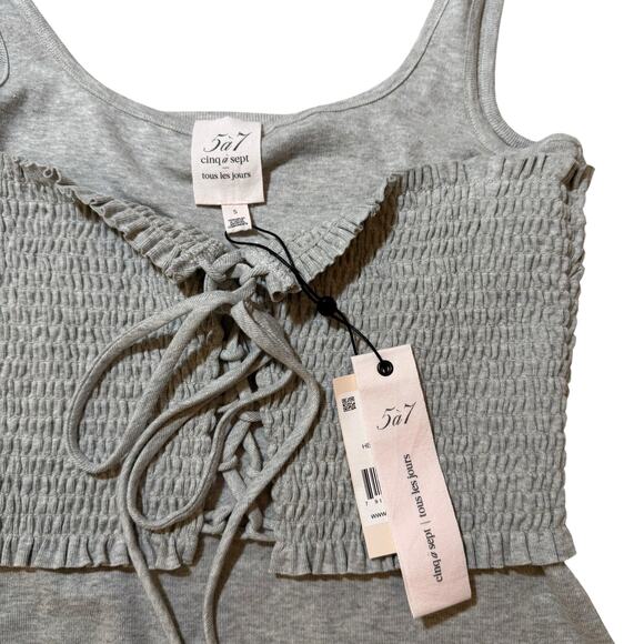 NEW Cinq a Sept Sabine Top Smocked Corset Waist Heather Gray - Size Small - Picture 2 of 8